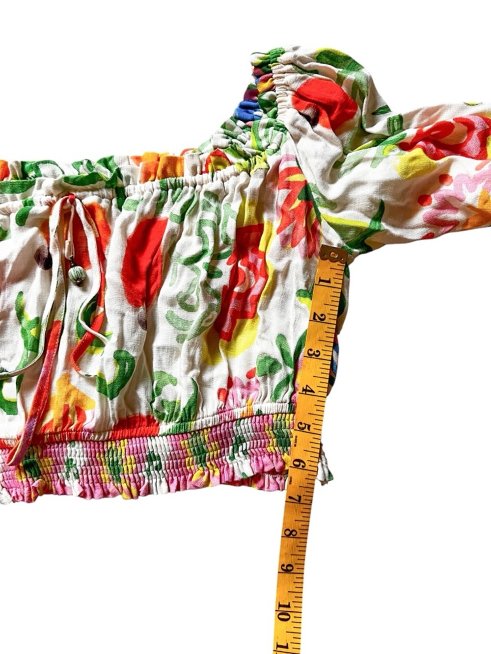 Farm Rio Off The Shoulder Tropical Floral Crop Top Size L - Picture 13 of 13